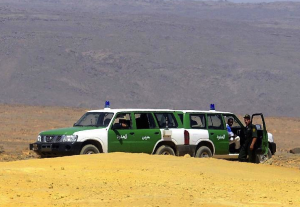 Algerian security forces on the Libya-Algeria border.