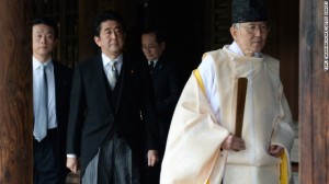 Japanese Prime Minister Shinzo Abe visits the Yasukuni war shrine in Tokyo on Dec. 26.