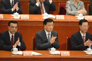 Ties to President Xi Jinping matter most on the new superagency for the economy. From left: Li Keqiang, Liu Yunshan and Zhang Gaoli.  /AFP