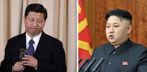 Chinese President Xi Jinping, left, and North Korean leader Kim Jong-Un.