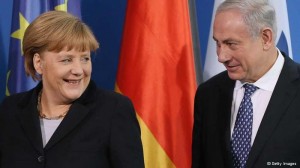 German Chancellor Angela Merkel and Israeli Prime Minister Benjamin Netanyahu gesture during a joint press conference at the King David hotel in Jerusalem, Feb. 25.  /Getty Images