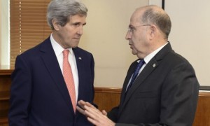US secretary of state, John Kerry, and Israeli defence minister, Moshe Ya'alon, in Jerusalem earlier this month. /Xinhua/Landov/Barcroft Media