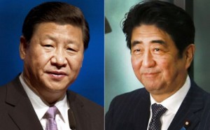 Chinese President Xi Jinping, left, and Japanese Prime Minister Shinzo Abe.
