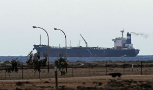 A North Korean-flagged tanker is docked at the Es Sider export terminal in Ras Lanuf, Libya, March 8.  /Reuters