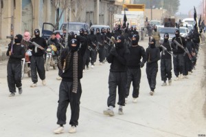 ISIL fighters in the Syrian town of Tel Abyad.