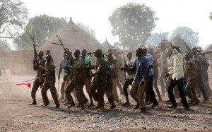 Rebels fighters in a village in South Sudan's Upper Nile state.