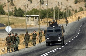 Troops on patrol in southeast Turkey.  /AP
