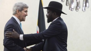 U.S. Secretary of State John Kerry meets with South Sudan President Salva Kiir in Juba on May 2.  /Reuters