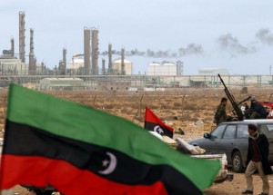 Libyan rebels outside the Ras Lanuf oil terminal.