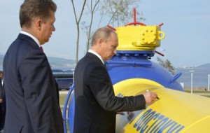 Russian President Vladimir Putin with Chairman of the Gazprom Management Committee Alexey Miller.
