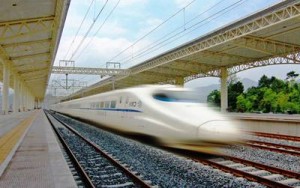 High-speed train in China, connecting Wuhan and Guangzhou.