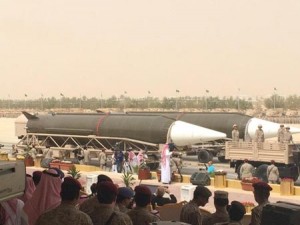 Chinese missiles displayed at a military parade in Saudi Arabia on April 29.
