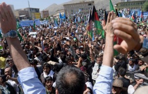 Supporters of Afghan presidential candidate Abdullah Abdullah in Kabul.  /Wakil Kohsar/ AFP/Getty Images