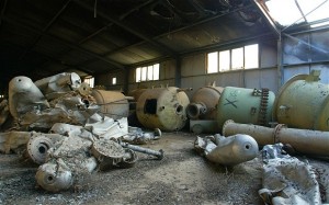 Destroyed bombs and chemical vats in the Muthanna chemical plant in 2002. Iraqi officials claim the building still houses dangerous chemicals, but the UN and US dispute that.  /Heathcliff O'Malley/The Telegraph