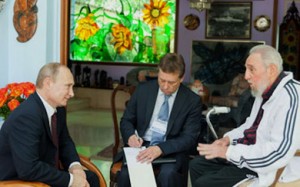 Vladimir Putin meets with Fidel Castro in Havana on July 14.