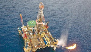 A drilling platform in the Tamar gas field.  /Albatross