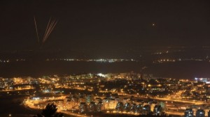 Rockets fired out of Gaza into Israel on July 8.  /Nati Shohat/Flash90