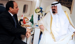 Egyptian President Abdul Fatah Sisi with Saudi King Abdullah.  /AFP