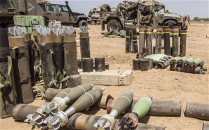 Mortars ready to be fired are laid out at an army staging area along Israel's border with the Gaza Strip. /Jack Guez/AFP