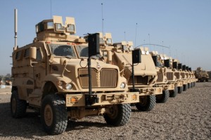 U.S. Mine Resistant Ambush Protected (MRAP) vehicles.