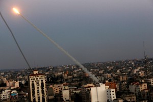Rocket fired from the Gaza Strip toward Israel.  /EPA