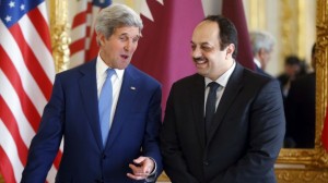 U.S. Secretary of State John Kerry with Qatari Foreign Minister Khalid Bin al Attiyah.   