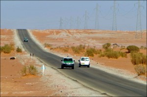 Algerian security vehicles near the border with Niger.