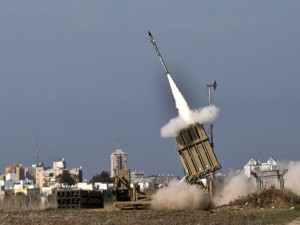 A missile is launched from the Iron Dome defense system in Ashdodl, Israel in response to a rocket launched from Gaza Strip on Nov. 18, 2012. / Jack Guez / AFP / Getty Images