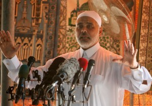 Ismail Haniyeh speaking during Friday prayers on Sept. 5. / Reuters