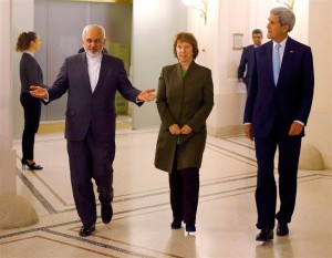 Iran Foreign Minister Javad Zarif, EU envoy Catherine Ashton and Secretary of State John Kerry in Vienna on Nov. 20. Leonard Foeger / Reuters