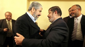 Khaled Meshaal, leader of Hamas with Mohamed Morsi.