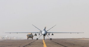 A Reaper UAV prepares to take off in Afghanistan.