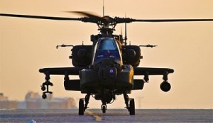 AH-64 Apache attack helicopter.