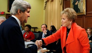 Secretary of State John Kerry with chairwoman Rep. Kay Granger, R-Texas, at the House Appropriations Committee, March 12. / Gary Cameron/ Reuters