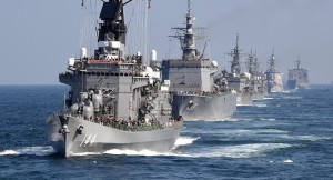Japanese ships during an Oct. 18, 2015 fleet review off Sagami Bay. /AFP
