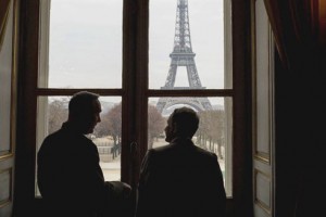 Gen. Joseph F. Dunford, left, and Gen. Pierre de Villiers, view the Eiffel Tower while meeting at Ecole Militarie in Paris on Jan. 22. / DoD photo by D. Myles Cullen 