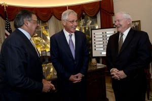 Former defense secretaries, from left, Leon Panetta, Chuck Hagel and Robert Gates. /DoD Photo by Erin A. Kirk-Cuomo