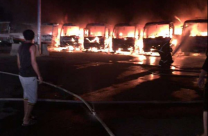 Laid off SBG workers torched several buses in Mecca.