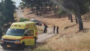 Rescuers at the site of a May 10 stabbing attack that left two elderly women wounded. /Magen David Adom