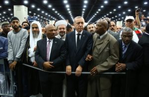Turkish President Recep Tayyip Erdogan attends the Islamic prayer service for Muhammad Ali at the Kentucky Exposition Center. /AA