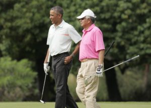 Malaysia's Prime Minister Najib Razak on a golf outing with President Barack Obama in Hawaii on Dec. 24,2014. / Hugh Gentry / Reuters