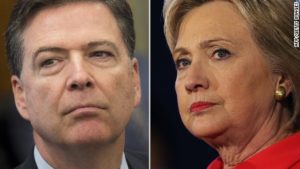 Intending to let her slide: James Comey and Hillary Clinton. /AFP/Getty Images