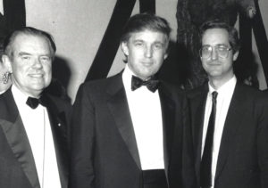 Donald Trump at a 1985 meeting of the East Side Conservative Club in New York City with club president Tom Bolan, left, and journalist Robert Morton, right.