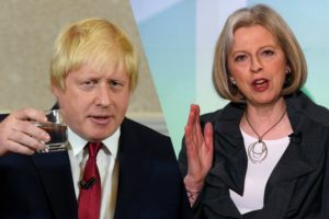 New Prime Minister Theresa May, right, and new Foreign Minister Boris Johnson.