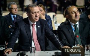 Turkish President Recep Tayyip Erdogan, left, and Foreign Minister Mevult Cavusoglu. /EPA
