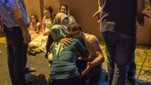 Relatives grieve at a hospital Aug. 20, 2016, in Gaziantep following a late night militant attack on a wedding party. /Getty Images
