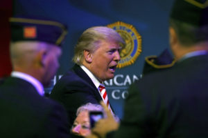 Republican presidential candidate Donald Trump at the American Legion Convention in Cincinnati, Ohio, on Sept. 1. /Aaron P. Bernstein/Getty Images