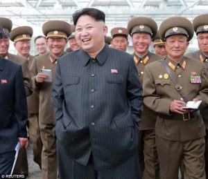 Kim Jong-Un and North Korean officers.