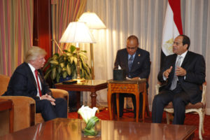 Donald Trump meets with Egyptian President Abdul Fatah Sisi on Sept. 19. /AFP/Getty Images