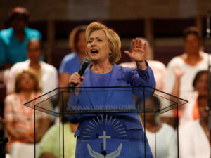 Hillary Clinton campaigns at Canaan Christian Church in Louisville, Kentucky on May 15. /Reuters